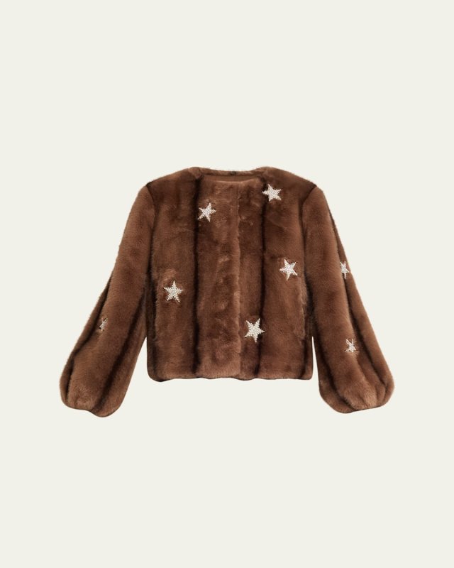 Benson Embellished Faux Mink Jacket